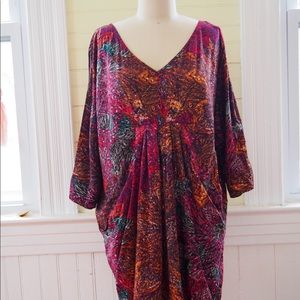 Colorful Anthropologie bat wing sleeve dress